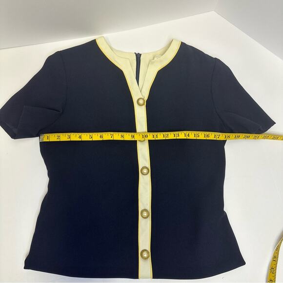 Vintage Talbots Navy Blue Dress with Contrast Trim and Pearl Buttons - Size 4 - Picture 7 of 11